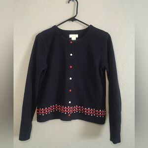 Christopher & Banks Dark Navy blue  Cardigan with Red and White Details